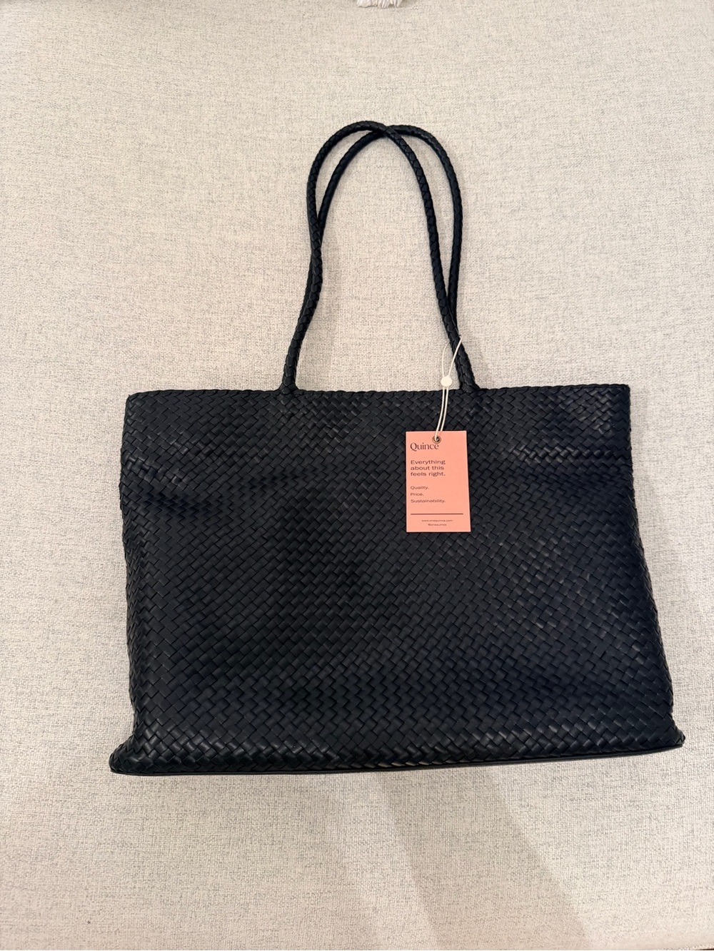Quince Italian Leather Handwoven Tote Bag - Picture 5 of 11